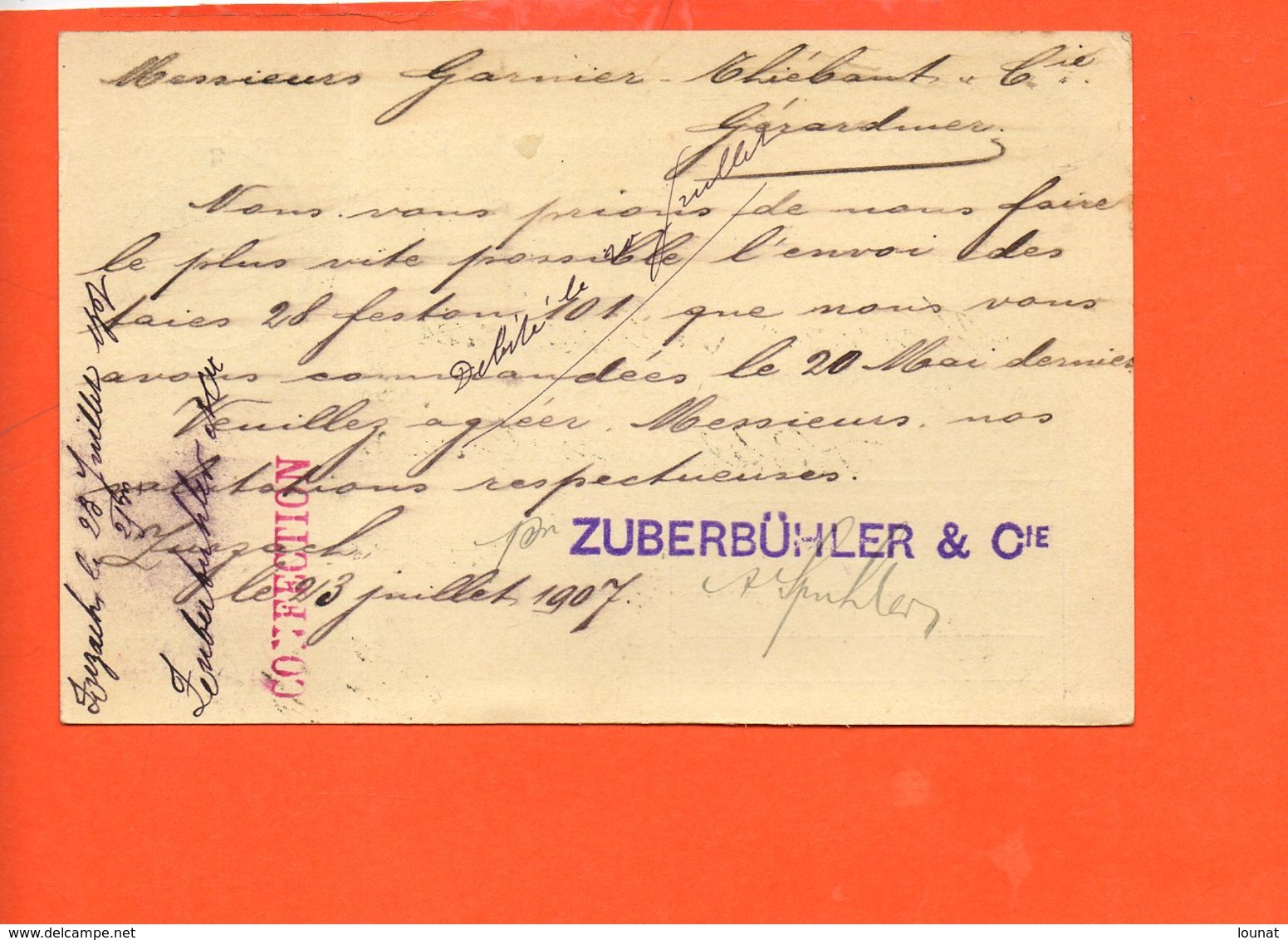 Suisse - ZURZACH - Zuberbühler & Cie  - Entiers Postaux  - Année 1907 - Zurzach
