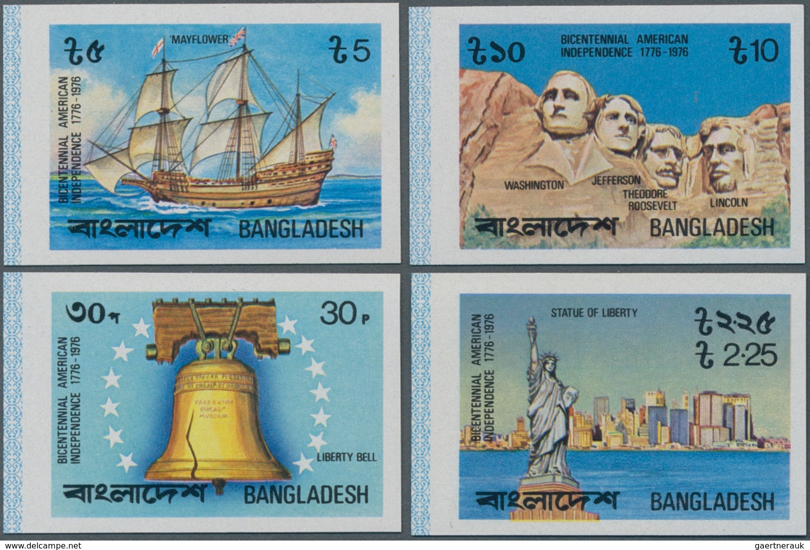 Bangladesch: 1976, Lot Of 402 IMPERFORATE Stamps And Souvenir Sheets Mi. No. 74/76 And Block No. 2B, - Bangladesch