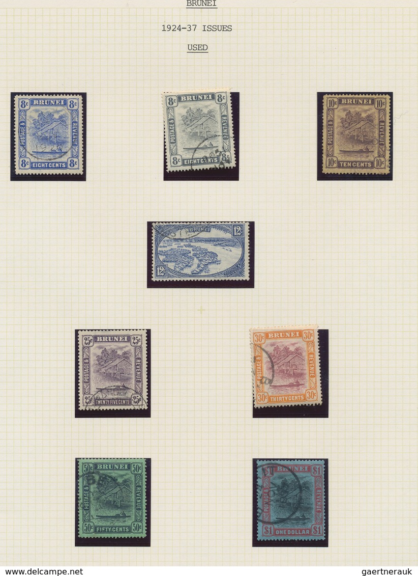 Brunei: 1924/1937, A Splendid Mint And Used Specialised Collection Of Apprx. 89 Stamps On Album Page - Brunei (1984-...)