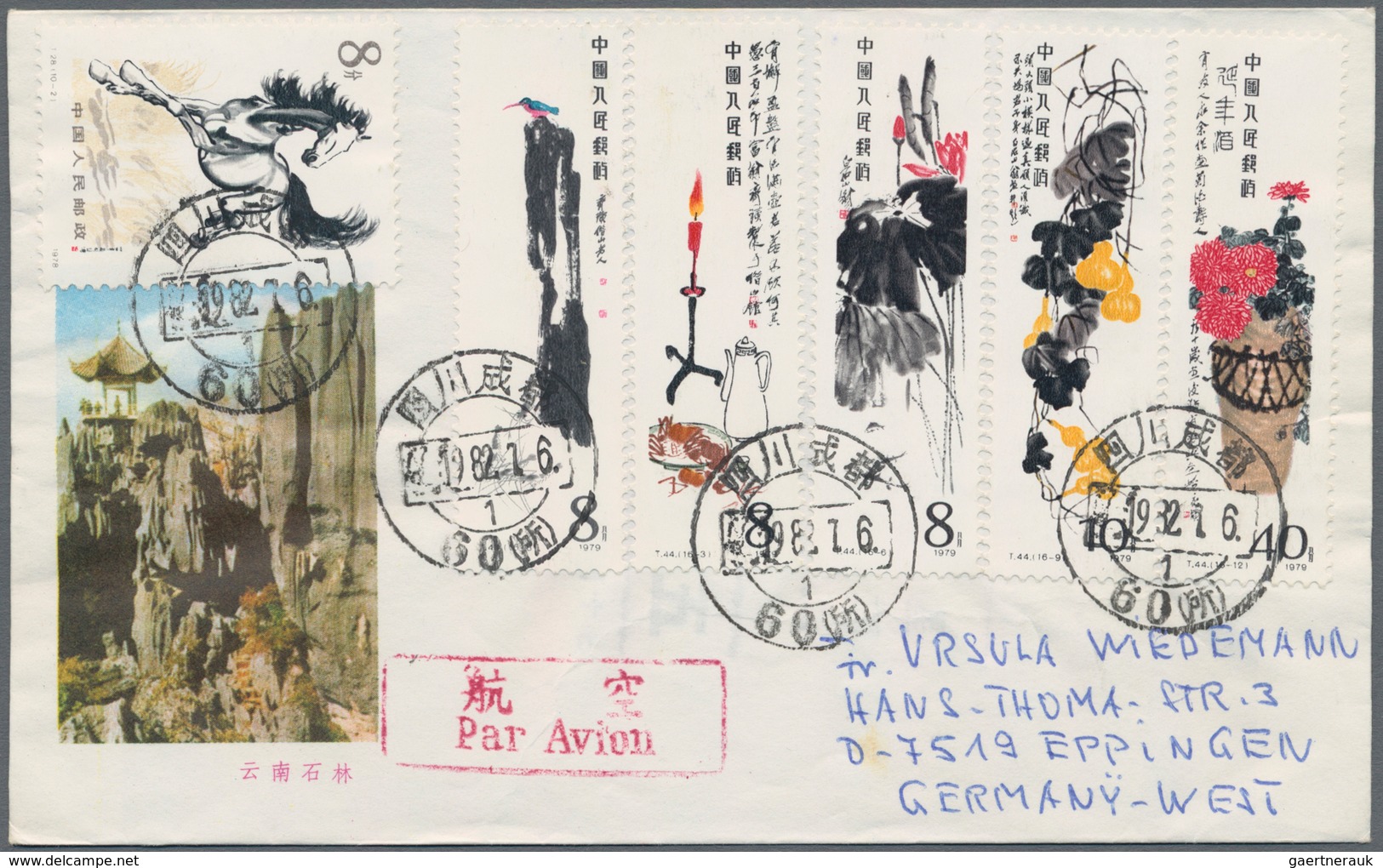 China - Volksrepublik: 1950/98, Collection Of 15 Covers And Cards, Including Early Commercial Airmai - Autres & Non Classés