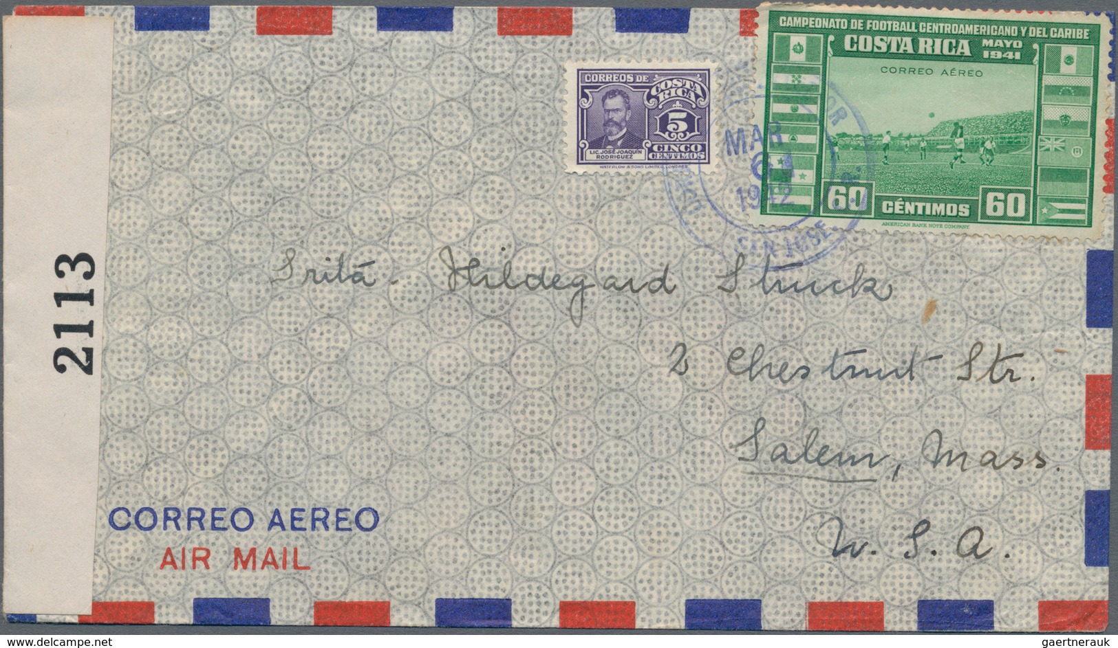 Costa Rica: 1931/1952 Ca., Comprehensive Collection With Ca.130 Covers Addressed To Places In The US - Costa Rica