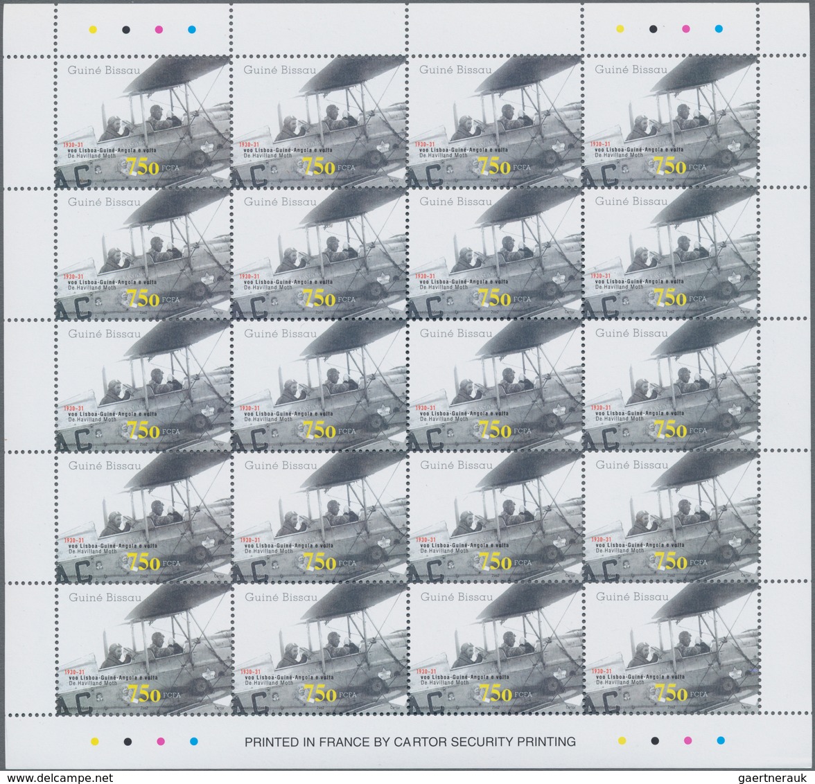 Guinea-Bissau: 2002, AVIATION, Complete Set Of Four In Miniature Sheets With 20 Stamps Each, In An I - Guinée-Bissau