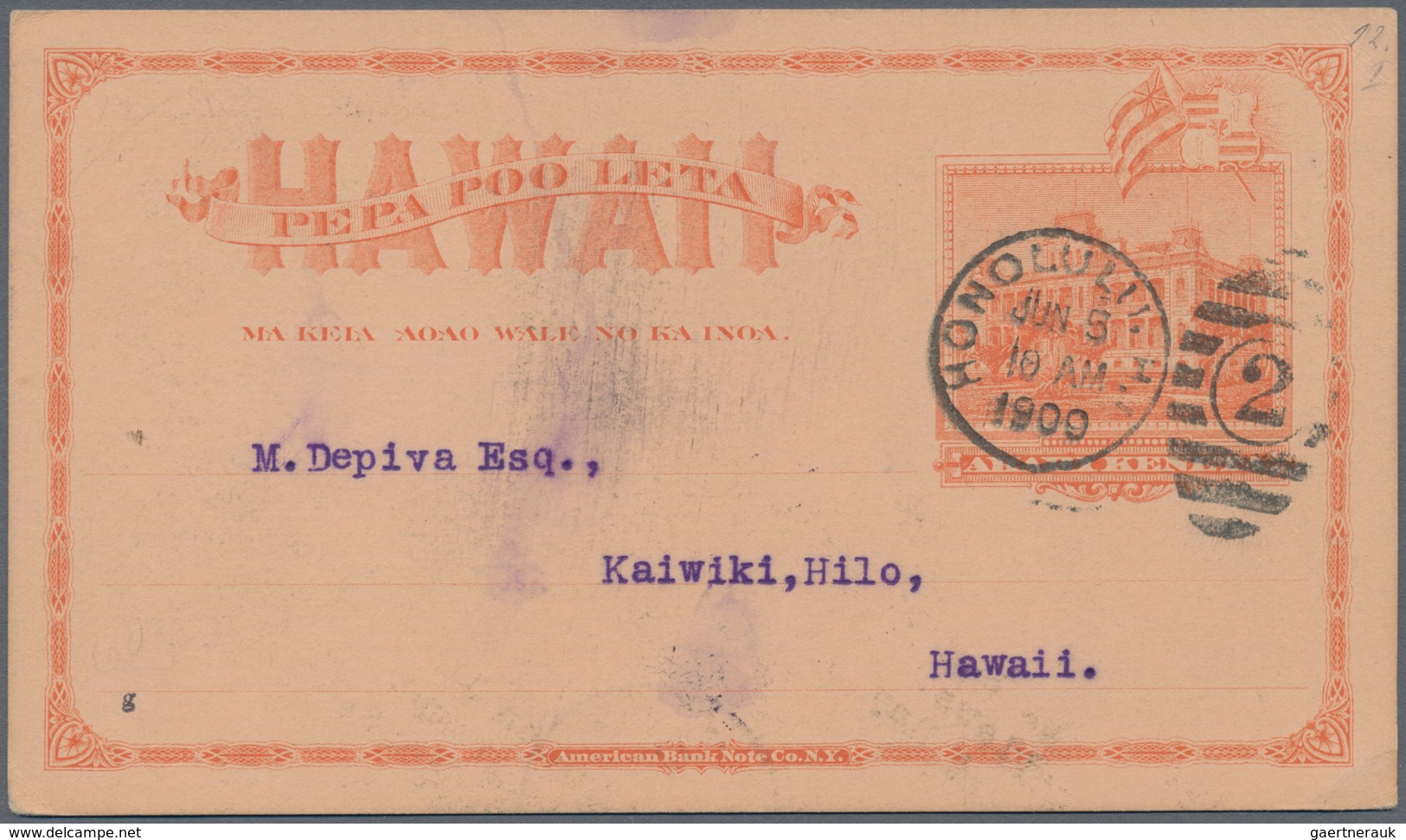 Hawaii - Ganzsachen: 1882/99 (ca.), Cards (5) Inc. Three Used: 2 C. Inner-islands 1886, Resp. 1893 V - Hawai