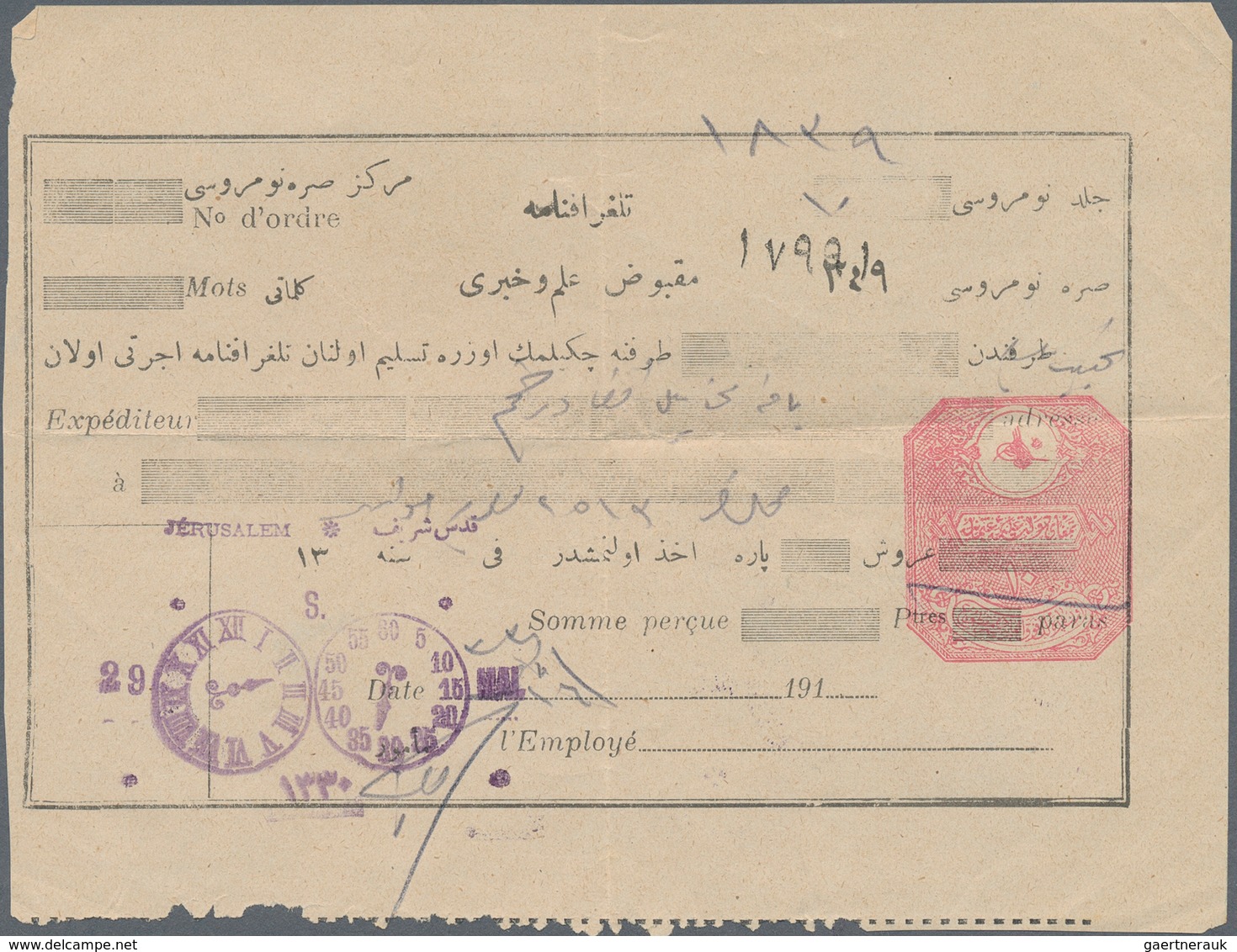 Holyland: 1890/1916, Collection Of Predescribed Auction Lots Incl. A Collection Of Turkish Cancellat - Palestine