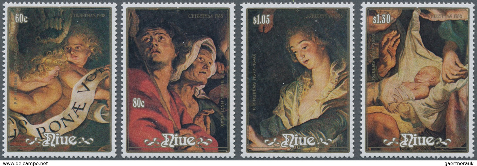 Niue: 1988, Christmas Complete Set Of Four With Rubens Paintings In An INVESTMENT LOT With Approx. 3 - Niue