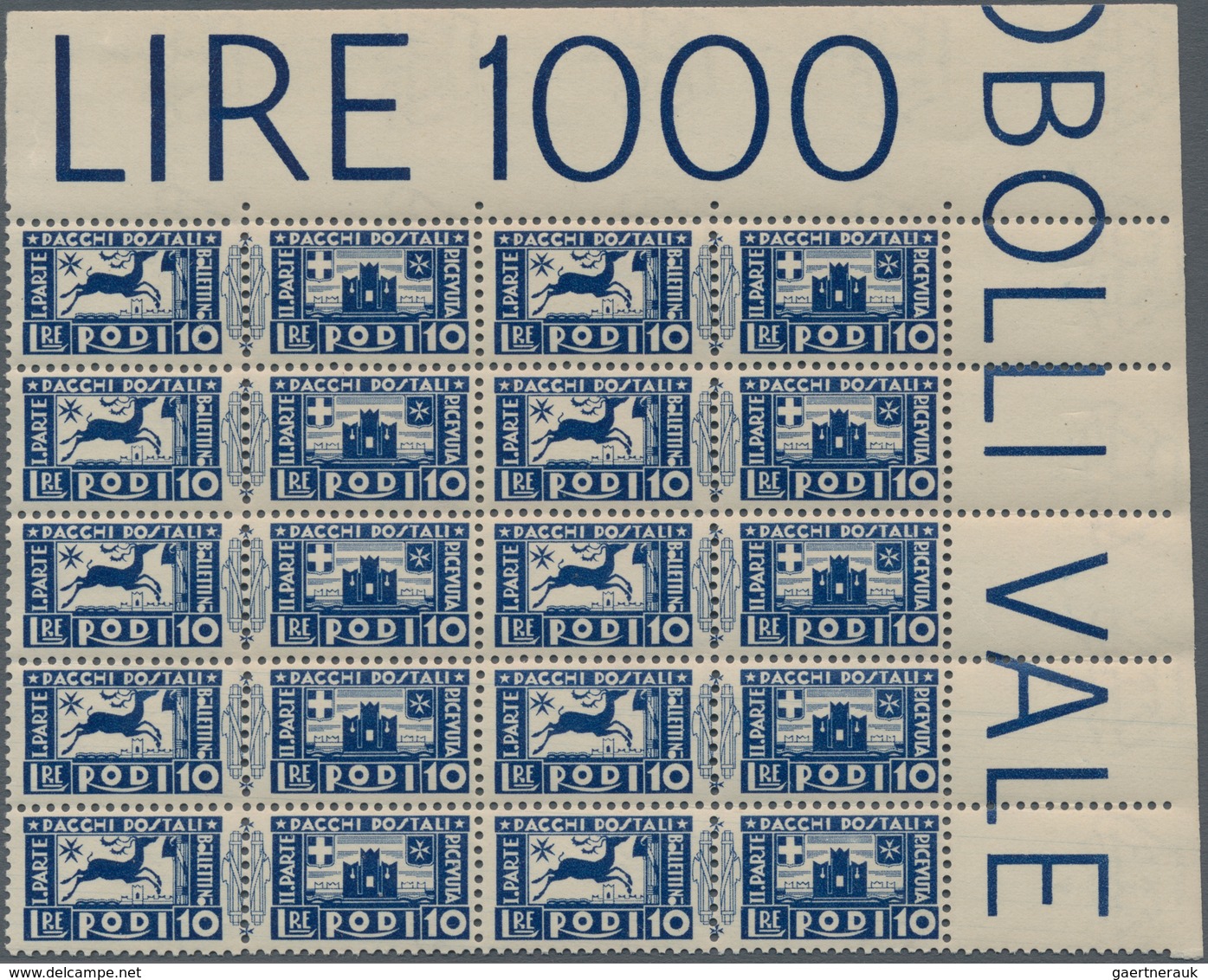 Ägäische Inseln - Paketmarken: 1934, 5c.-10l., Complete Set Of Eleven Values In Marginal Blocks Of T - Autres - Europe