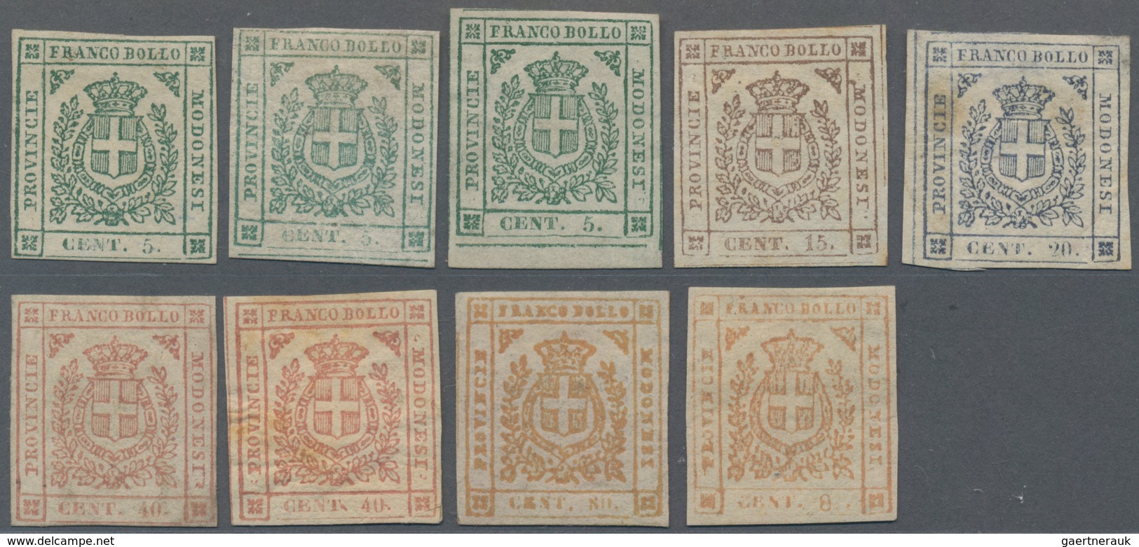 Italien - Altitalienische Staaten: Modena: 1859, Provisional Government, Fine Mint Group Of Nine Sta - Modène