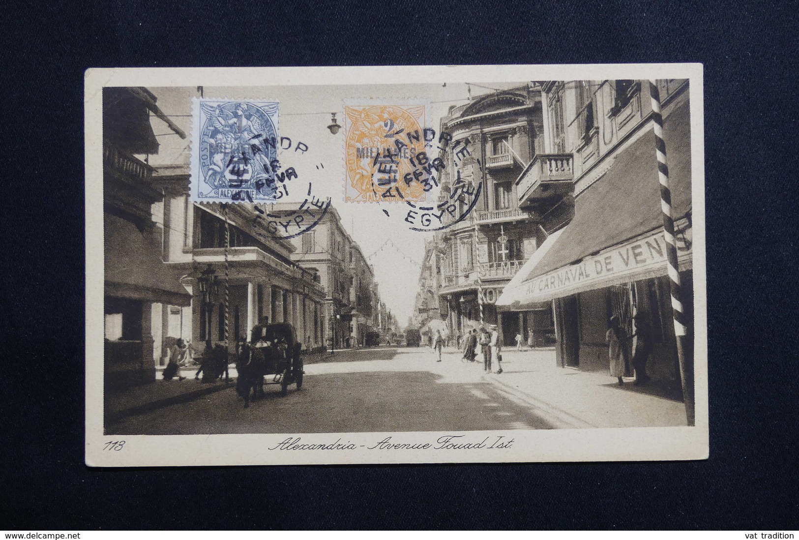 ALEXANDRIE - Affranchissement Plaisant Type Blancs Surchargés Sur Carte Postale En 1931 - L 61393 - Briefe U. Dokumente