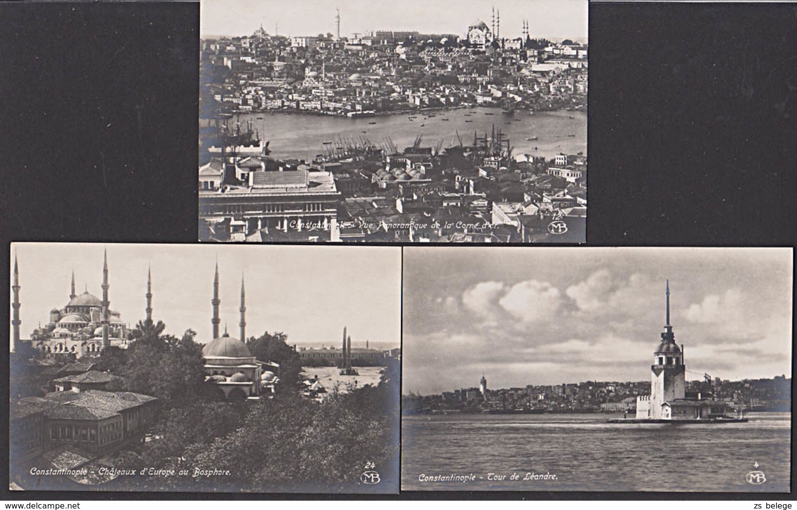 Constantinople Tour De Leandre Bosporus Bosphore  3 Sign. Photokarten Von 1917, Unbeschrieben - Turquie