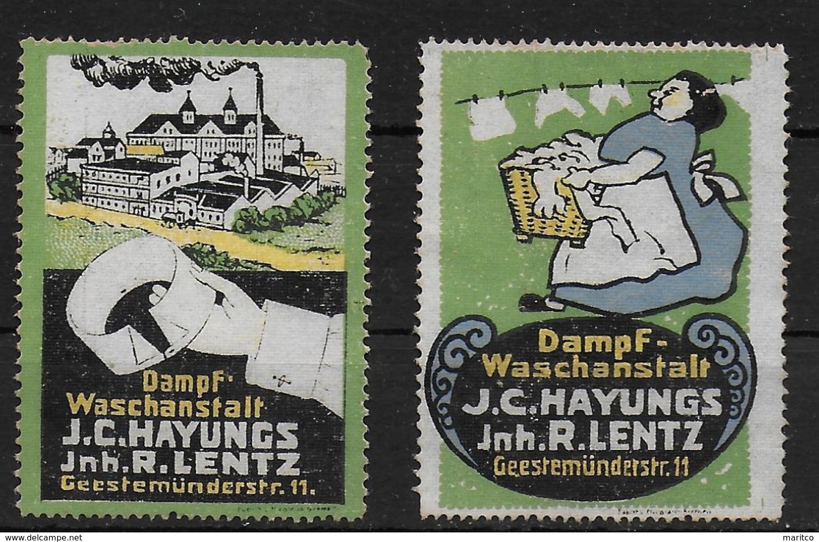 Deutsches Reich Dampf Waschanstalt Hayungs Lentz Bremen Vignet Werbemarke Cinderella Advertisement Label - Fantasy Labels