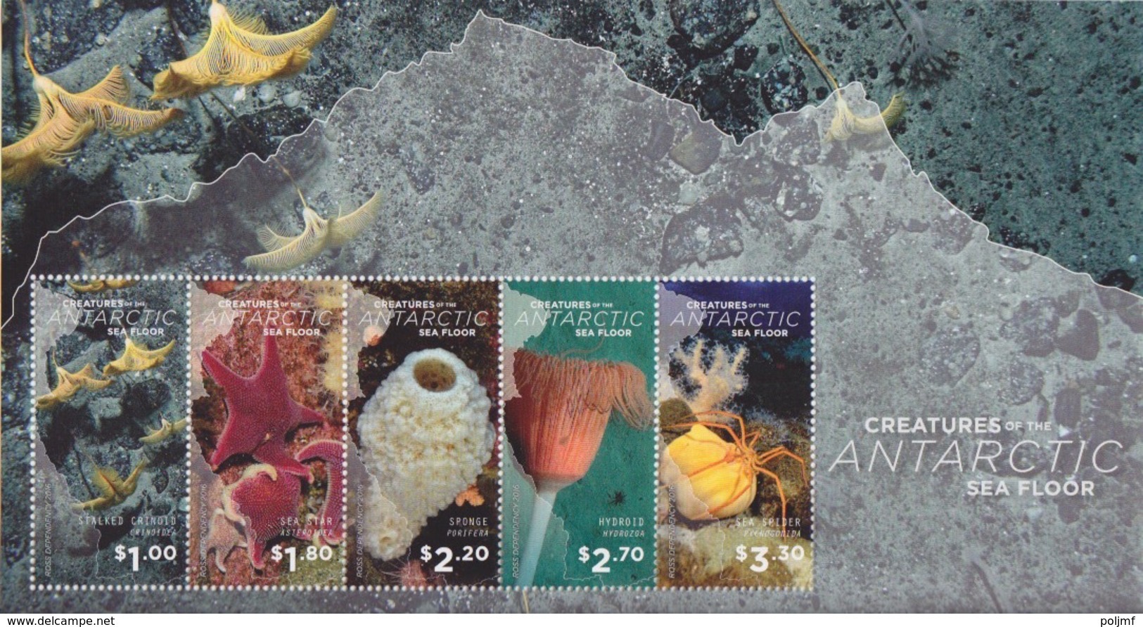 Ross, Bloc N°10 (Créatures Antarctiques : Crinoid, Asterie, Eponge, Hydroid, Araignée) Neuf ** - Unused Stamps