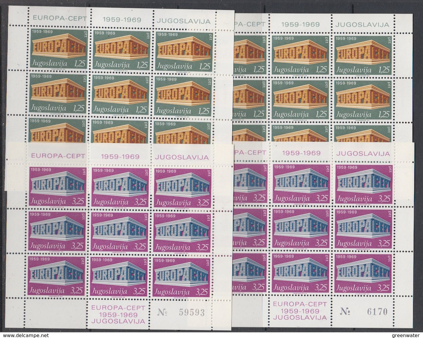 Europa Cept 1969 Yugoslavia 2v 2 Sheetlets TYPE I + Type II ** Mnh (47819) - 1969