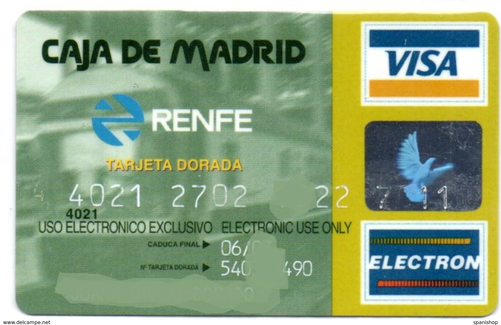 Bank Old Credit Card Spain Visa Or  Master RENFE TARJETA DORADA ( TRAIN TREN BAHN) - Tarjeta De Credito - Cartes De Crédit (expiration Min. 10 Ans)