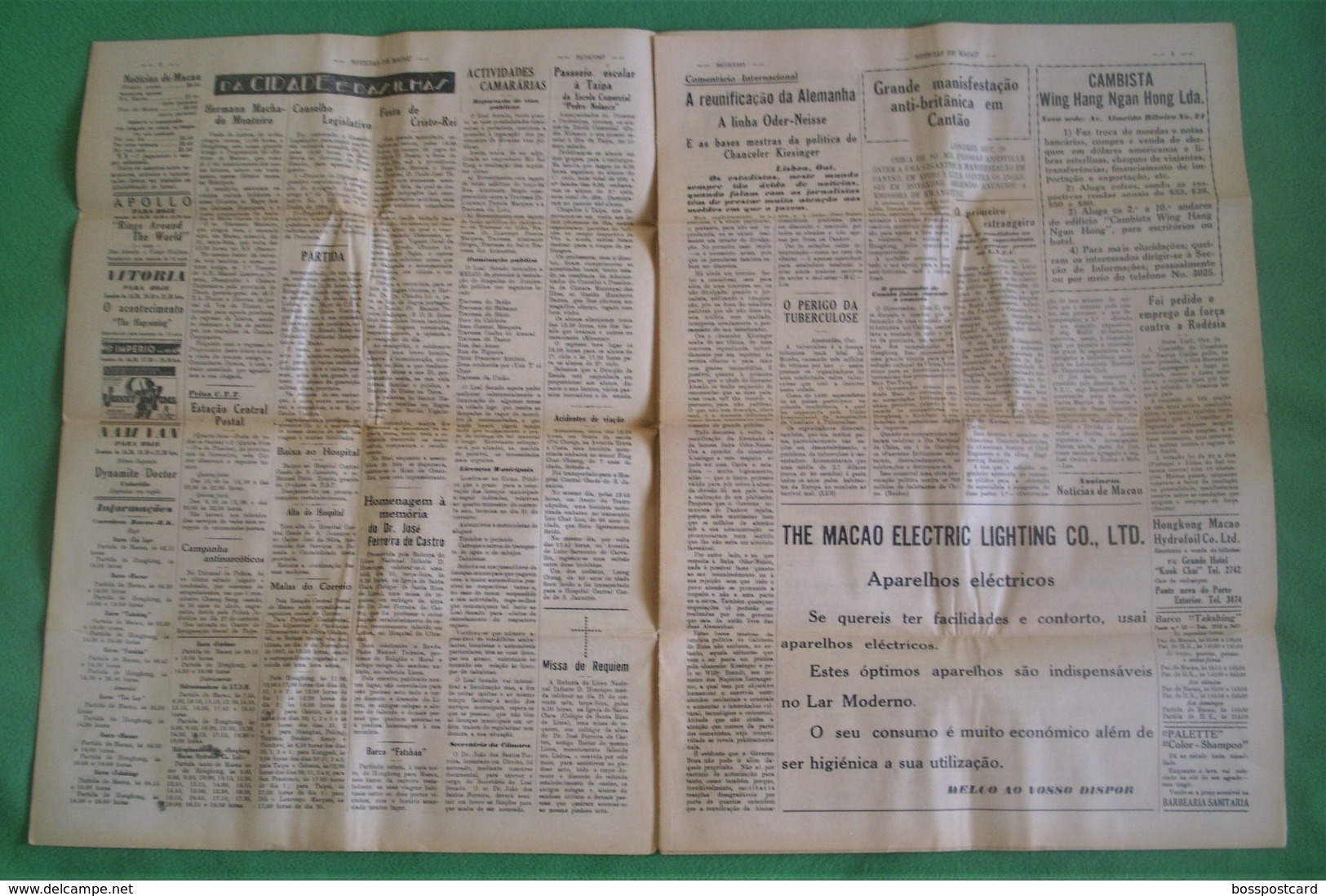 Macau - Jornal Notícias De Macau, Nº 5969, 30 Outubro De 1967 - Imprensa - Macao - China - Portugal - Algemene Informatie
