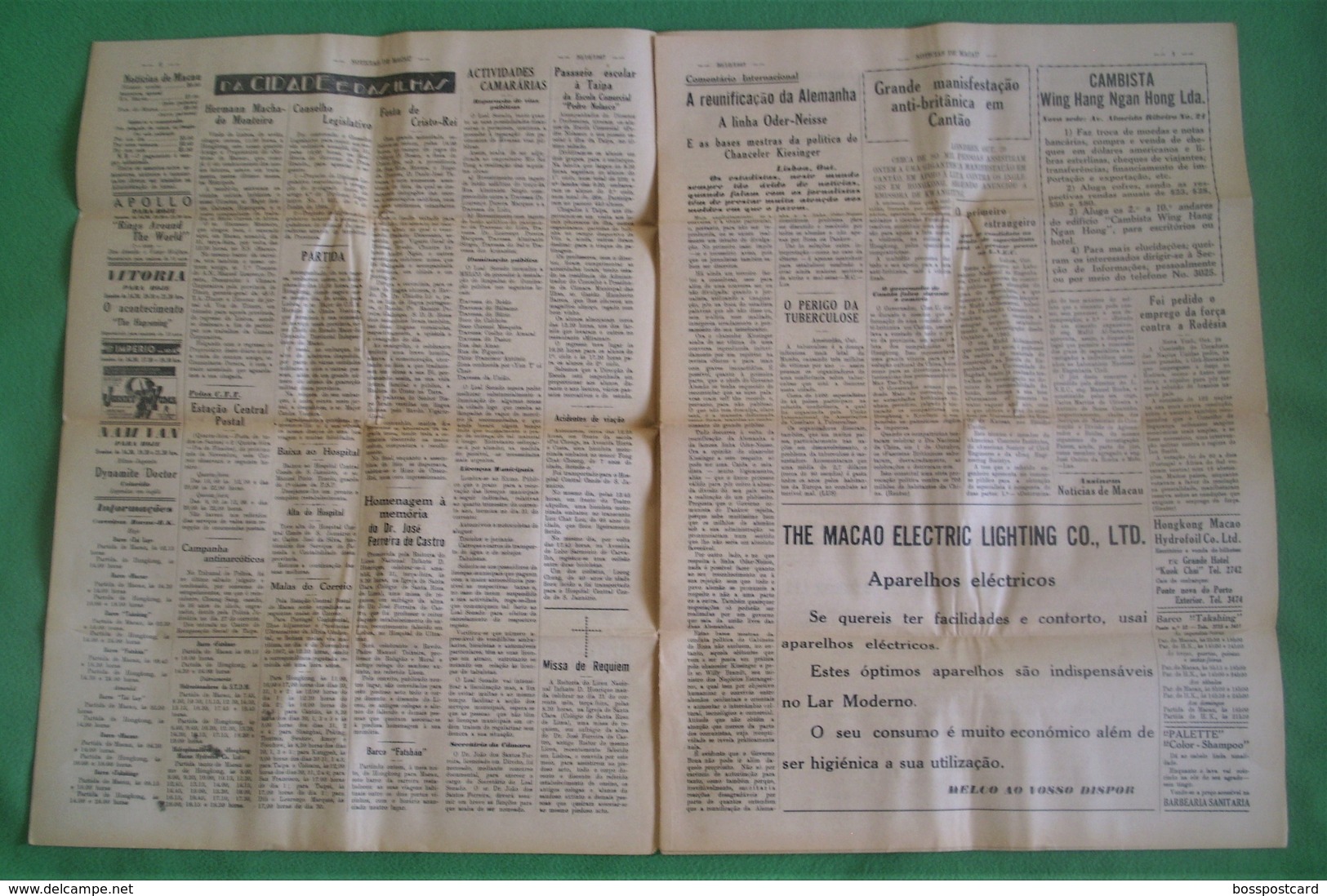 Macau - Jornal Notícias De Macau, Nº 5969, 30 Outubro De 1967 - Imprensa - Macao - China - Portugal - General Issues