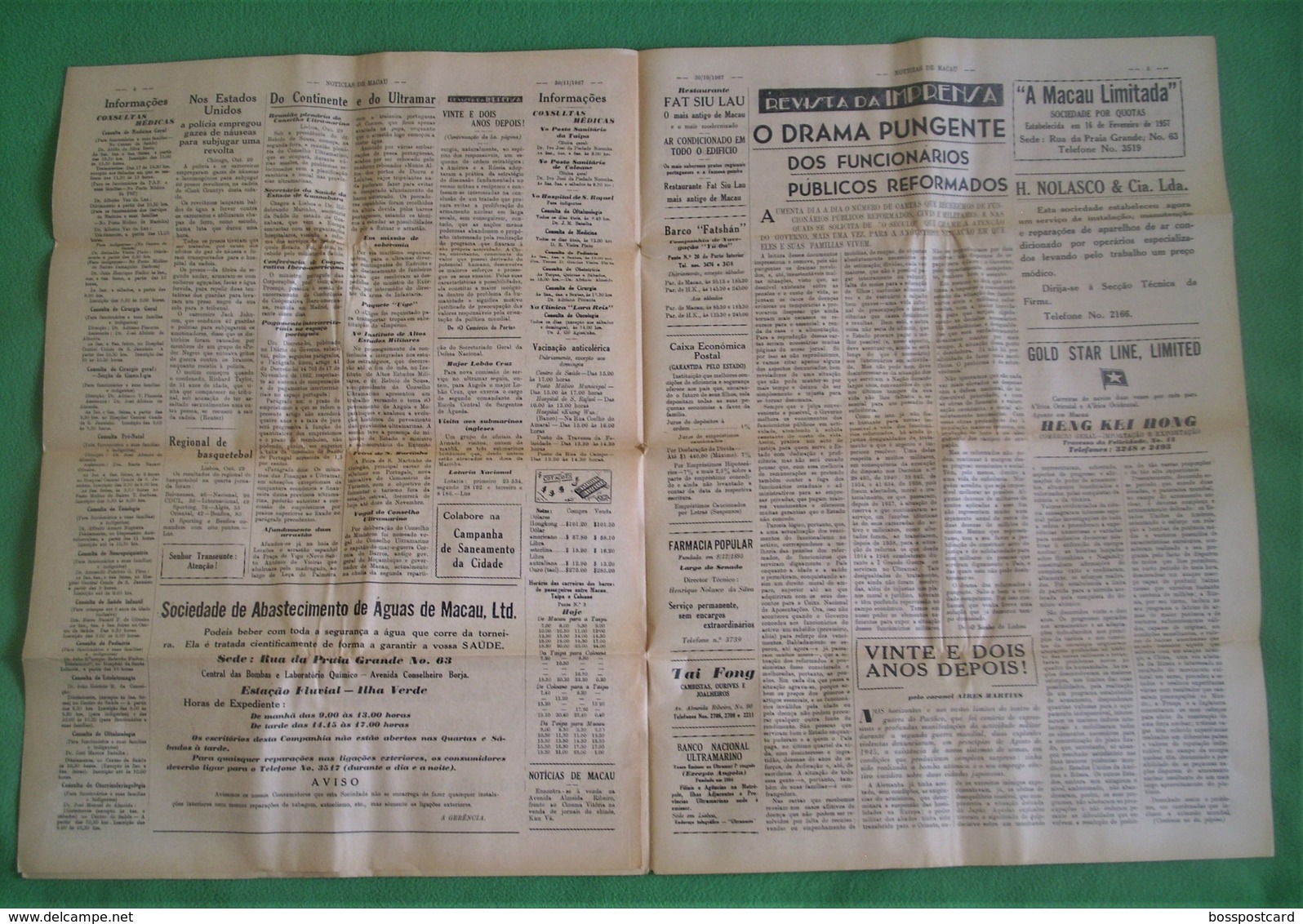 Macau - Jornal Notícias De Macau, Nº 5969, 30 Outubro De 1967 - Imprensa - Macao - China - Portugal - General Issues