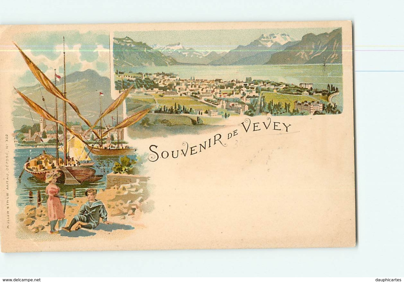 VEVEY : Souvenir De Vevey. Style Gruss Aus. 2 Scans. Edition Muller - Vevey