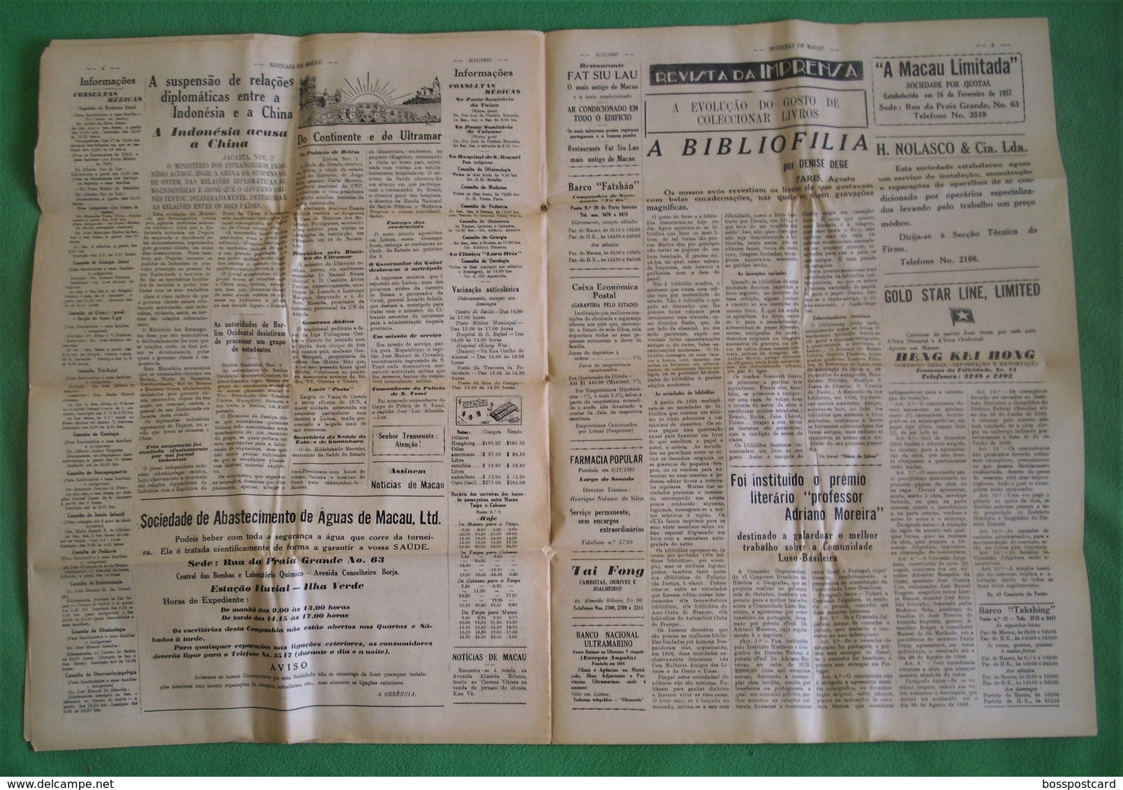 Macau - Jornal Notícias De Macau, Nº 5972, 3 Novembro De 1967 - Imprensa - Macao - China - Portugal - Informaciones Generales