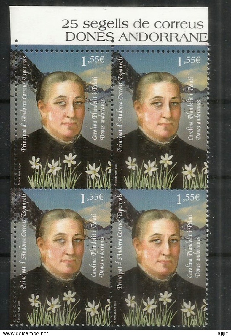 Femmes D'Andorre:Carolina Plandolit,la Famille La Plus Puissante De La Principauté D'Andorre. Bloc De 4 Neufs ** 2020 - Unused Stamps