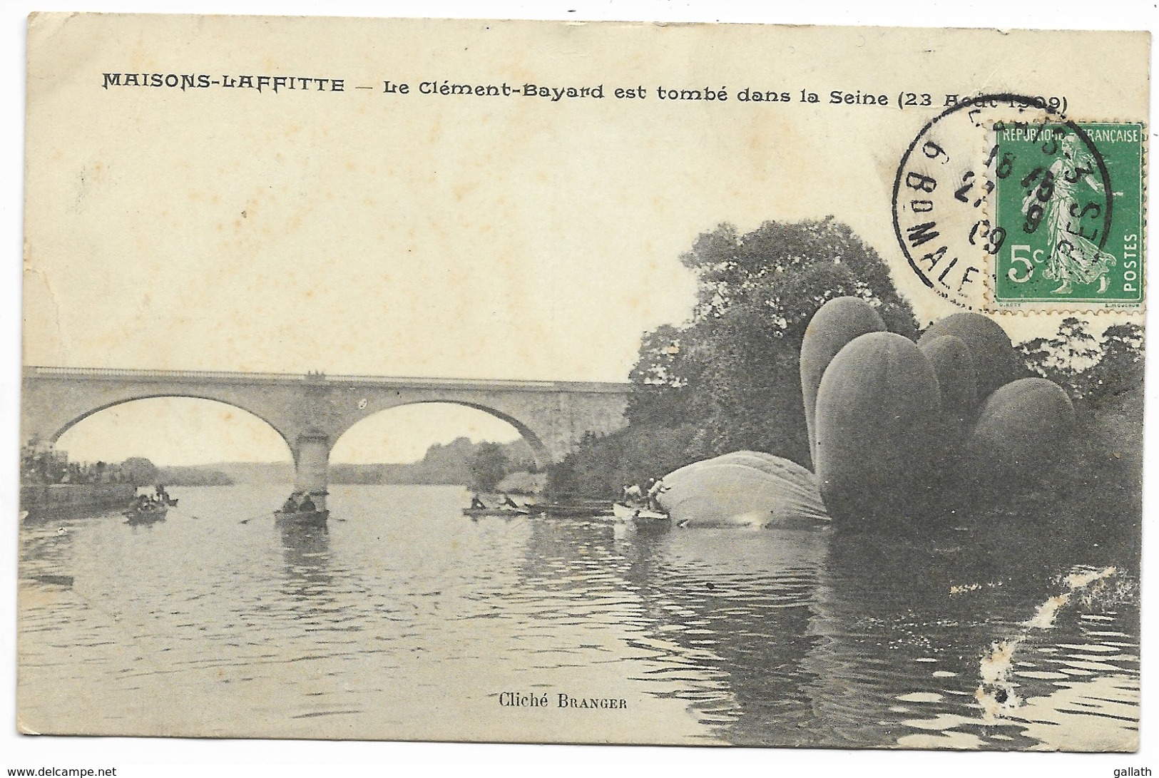 78-MAISONS-LAFFITTE-Le Ballon CLEMENT-BAYARD Est Tombé Dans La Seine, 23.08.1909...  Animé - Maisons-Laffitte