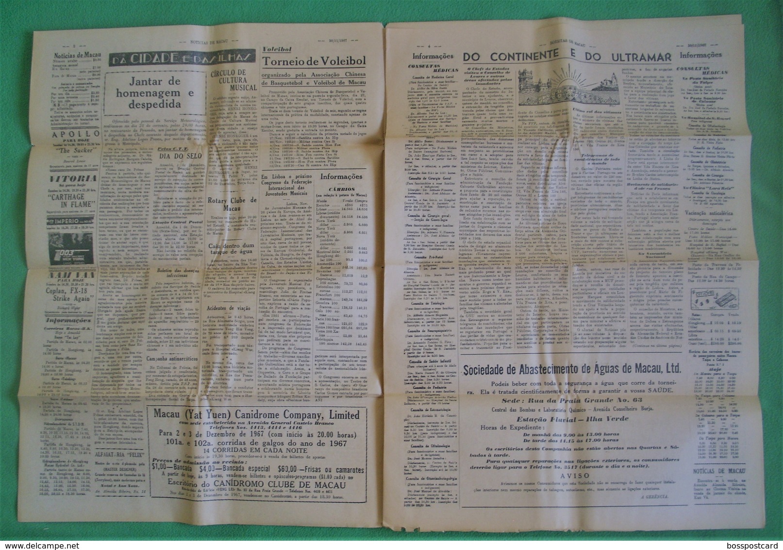 Macau - Jornal Notícias De Macau, Nº 5995, 30 Novembro De 1967 - Imprensa - Macao - China - Portugal - Informaciones Generales