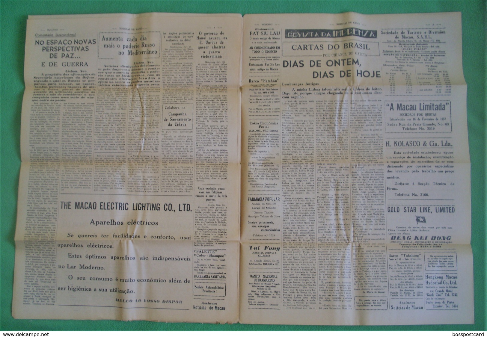 Macau - Jornal Notícias De Macau, Nº 5995, 30 Novembro De 1967 - Imprensa - Macao - China - Portugal - Algemene Informatie
