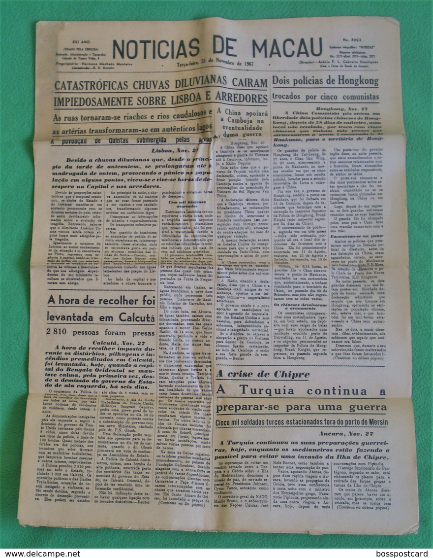Macau - Jornal Notícias De Macau, Nº 5993, 28 Novembro De 1967 - Imprensa - Macao - China - Portugal - Allgemeine Literatur