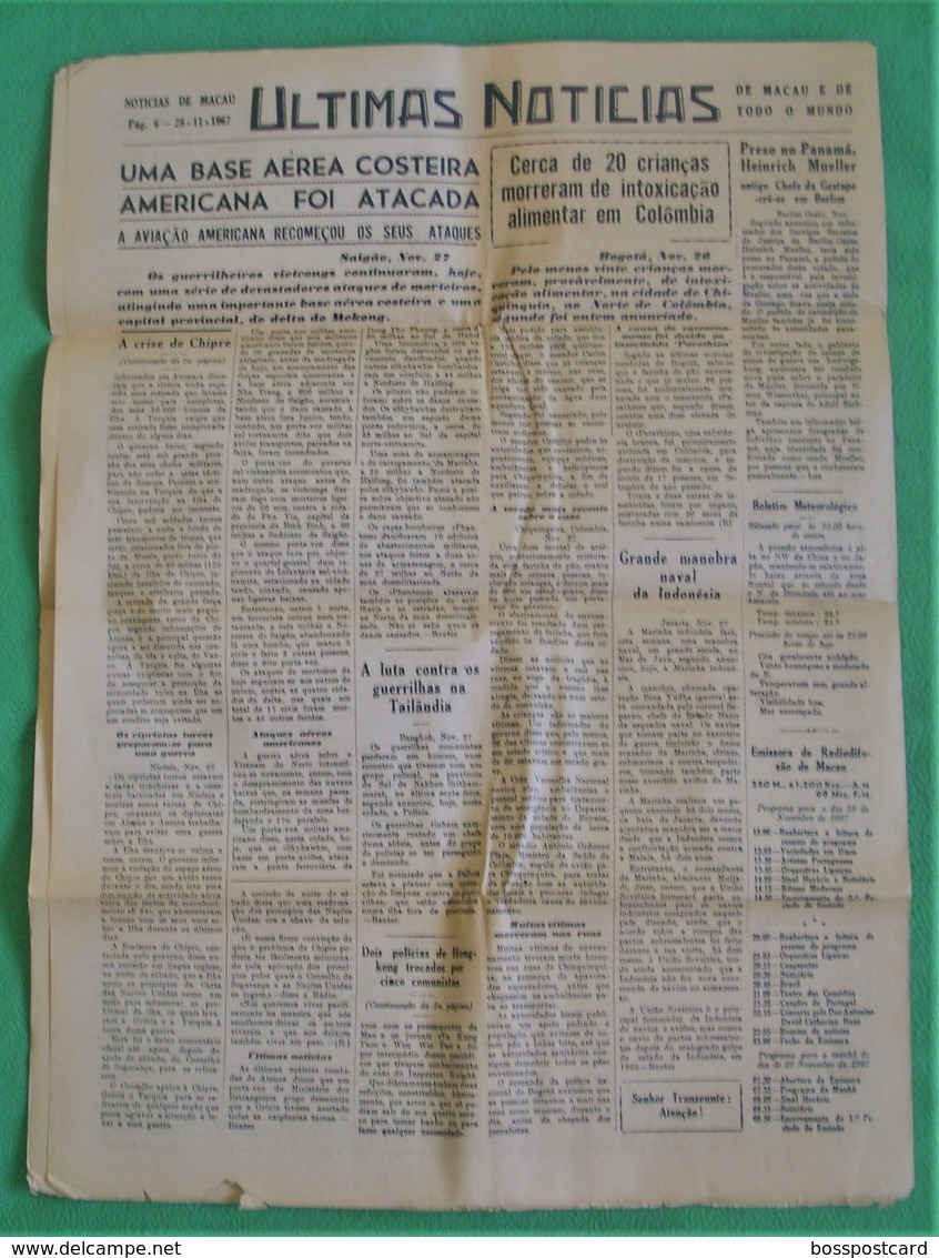 Macau - Jornal Notícias De Macau, Nº 5993, 28 Novembro De 1967 - Imprensa - Macao - China - Portugal - Allgemeine Literatur