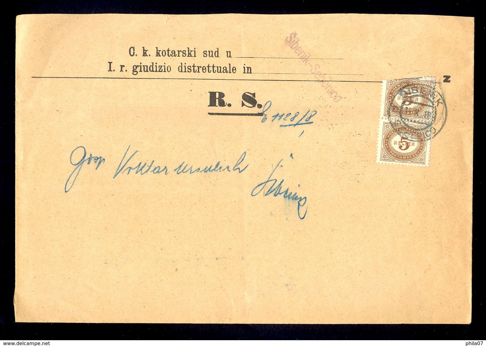 AUSTRIA-DALMATIA - Judicial Letter Sent From Sibenik/Sebenico 1910. - Lettres & Documents