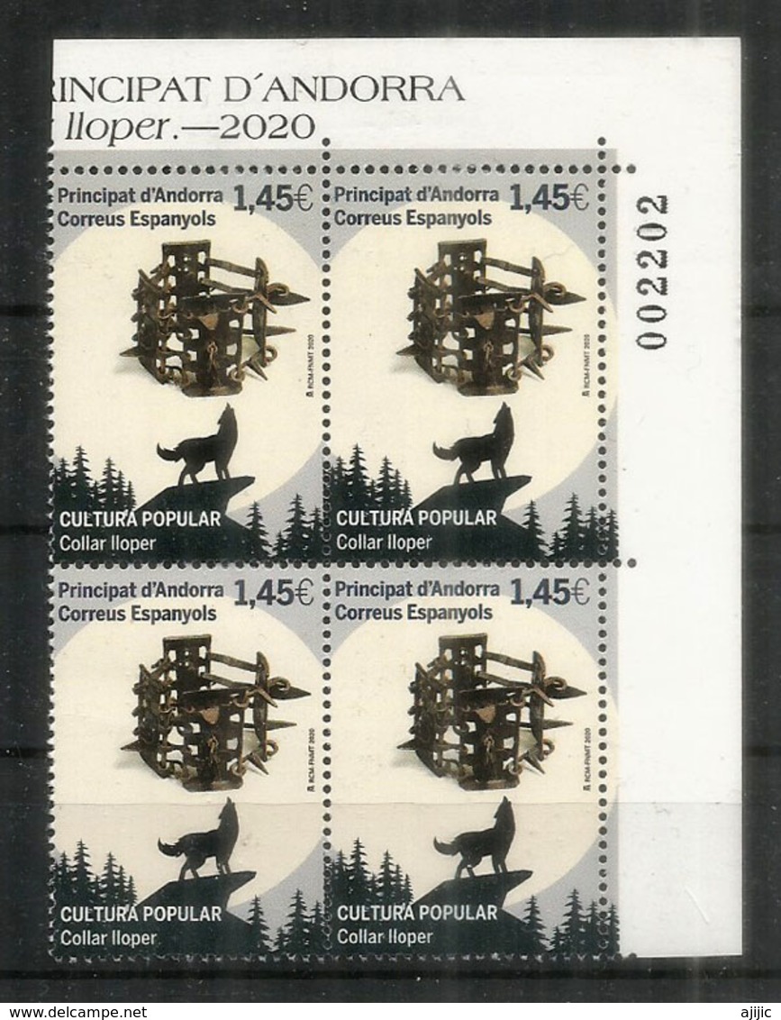 Le Collier De Loup, Collier De Fer à Pointes Pour Protéger Les Chiens De Berger. Bloc De 4 Neufs ** 2020, Numéroté - Unused Stamps