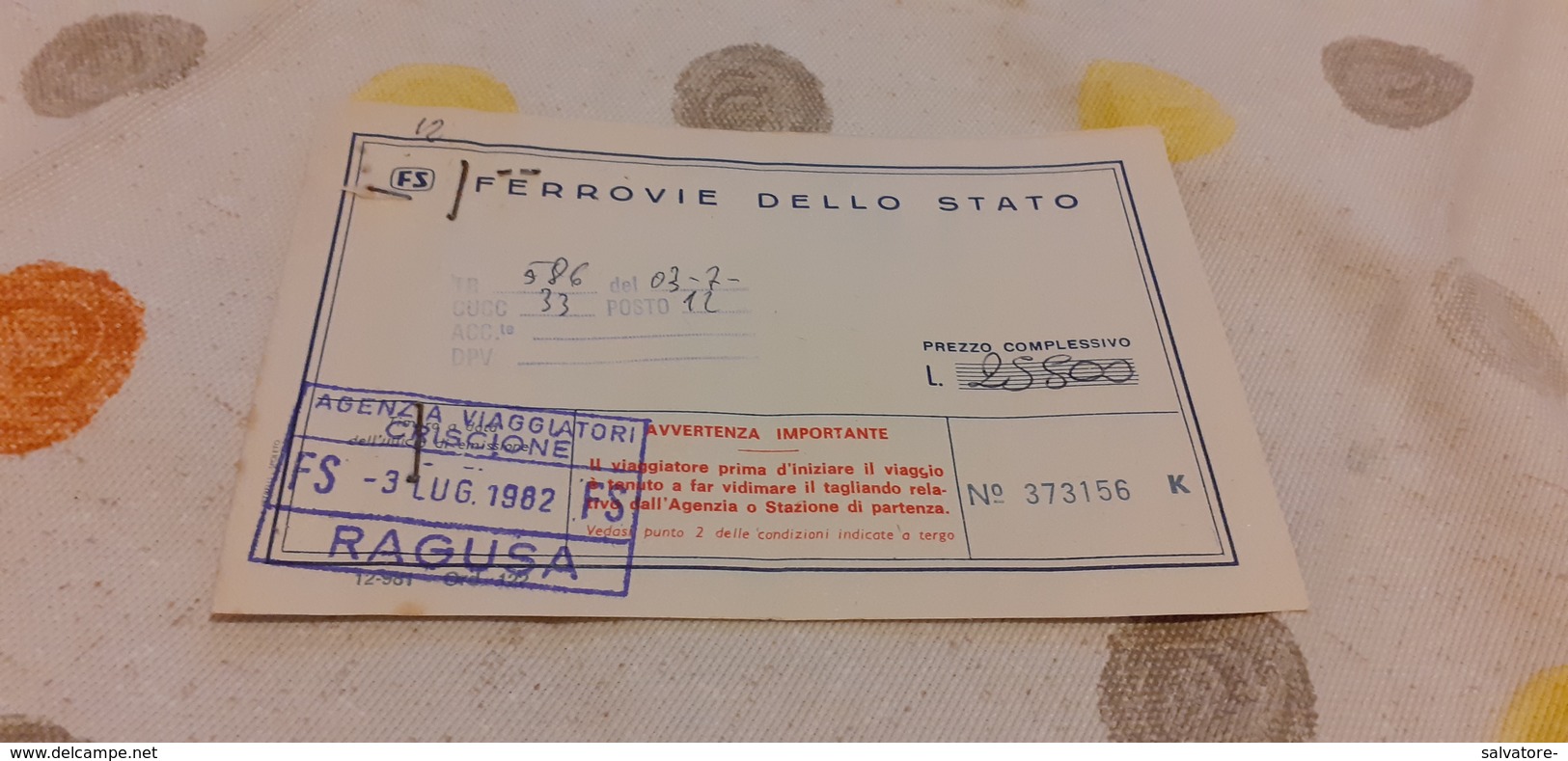 BIGLIETTO TRENO AGENZIA VIAGGI CRISCIONE   DA CATANIA  A MONTECATINI TERME 19821980 - Europe