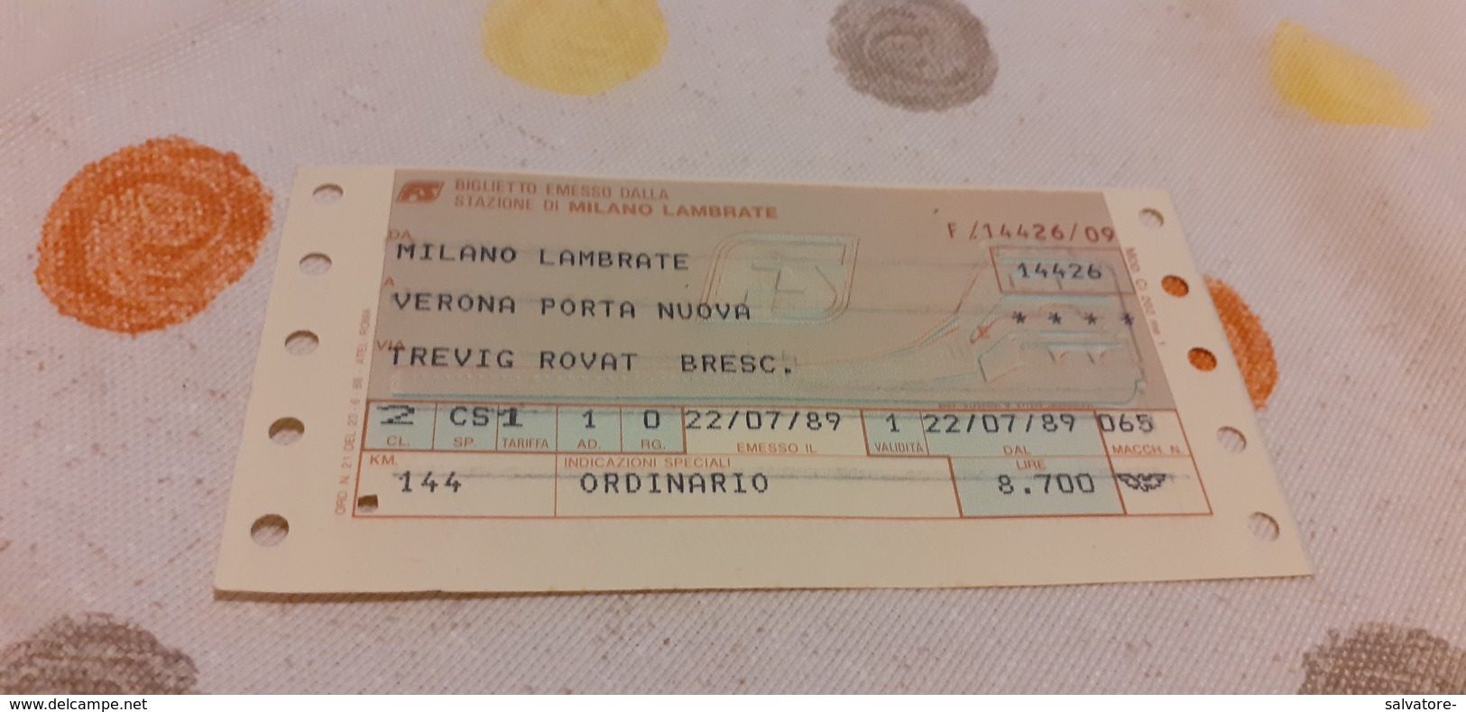 BIGLIETTO TRENO DA MILANO LAMBRATE A VERONA PORTA NUOVA 1989 - Europe