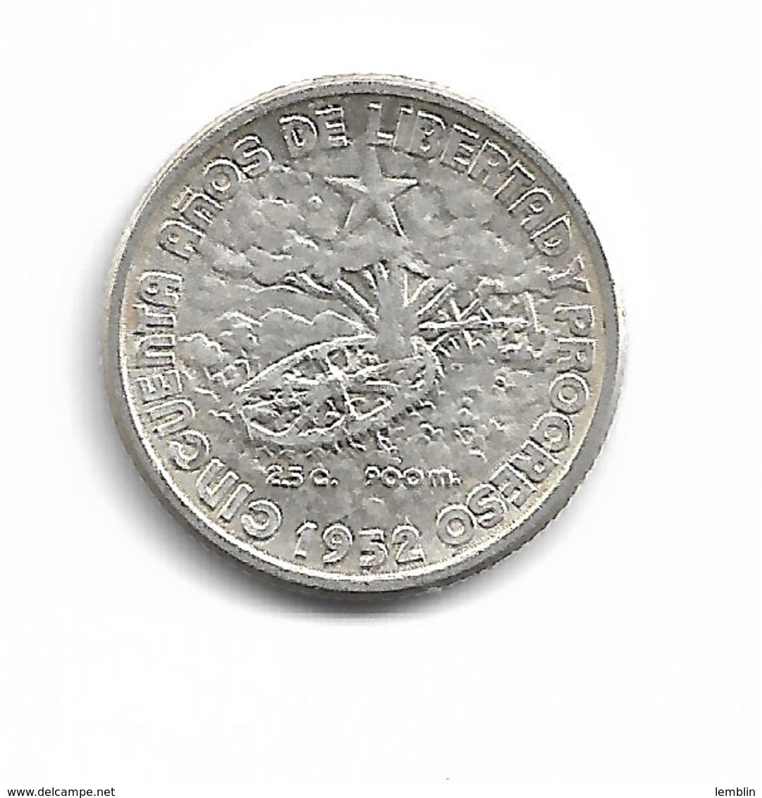 10 CENTAVOS 1952 ARGENT - Kuba