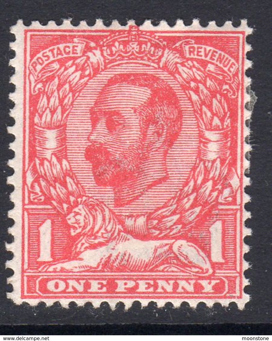 Great Britain GB George V 1911 1d Scarlet Downey Head, Wmk. Imperial Crown, Lightly Hinged Mint, SG 329 - Neufs