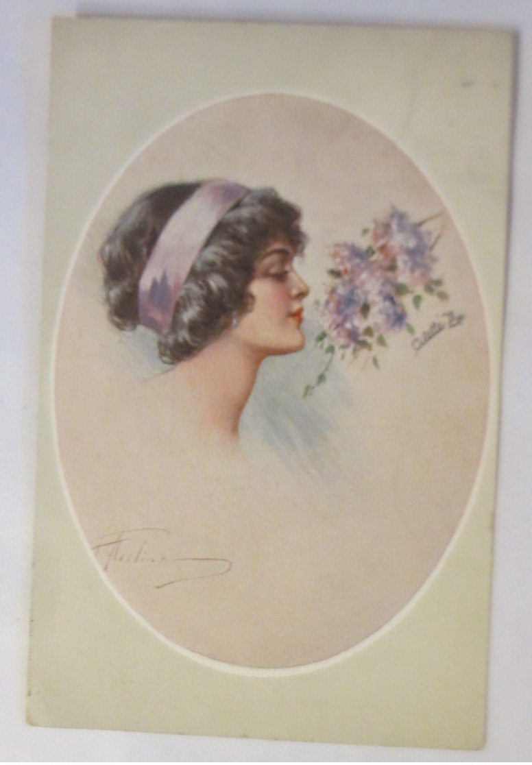 Künstlerkarte, Frauen, Mode, Flieder, 1910, Oilette ♥ (34983) - Mode