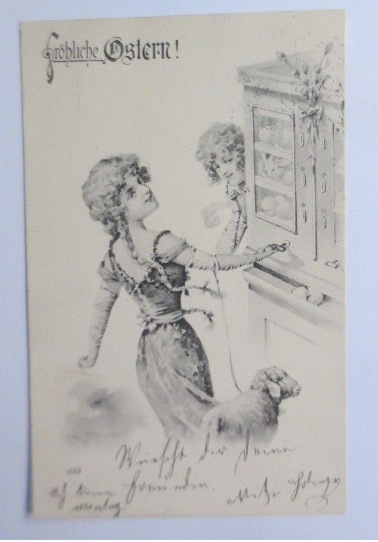 Ostern, Frauen, Mode, Schrank, Ostereier, Schaf,  1903,   W. Braun  ♥  - Pâques
