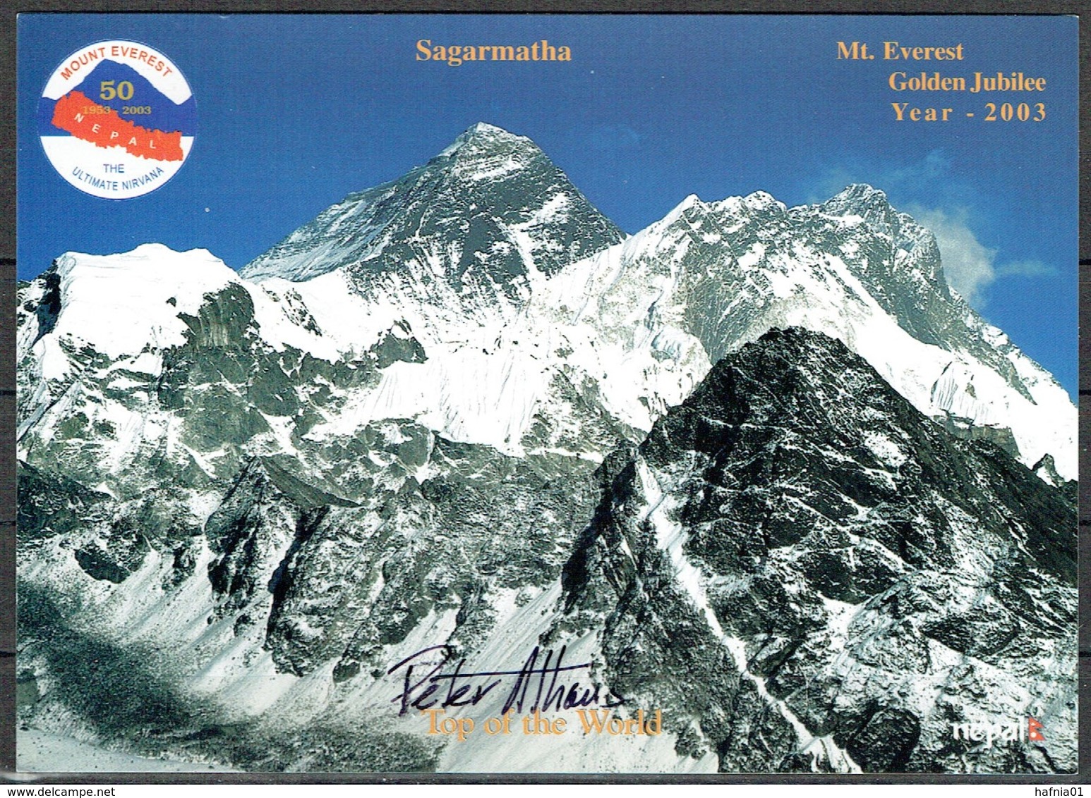 Nepal  2003. Mt. Everest Golden Jubilee.  Post Card, Signed By Peter Athans. - Bergsteigen