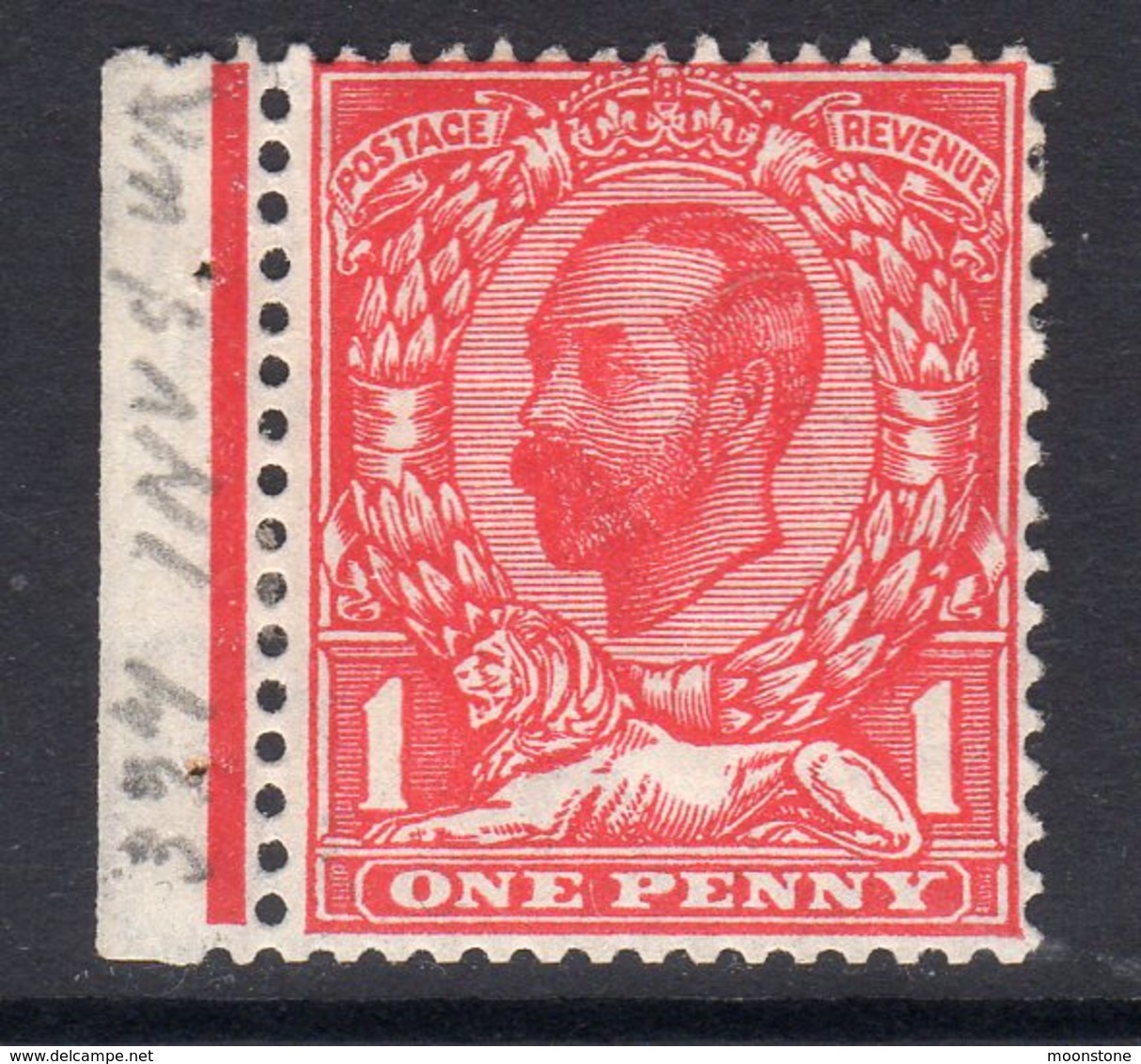 Great Britain GB George V 1911 Booklet 1d Scarlet Downey Head, Wmk. Simple Cypher, Hinged Mint, SG 336 - Neufs