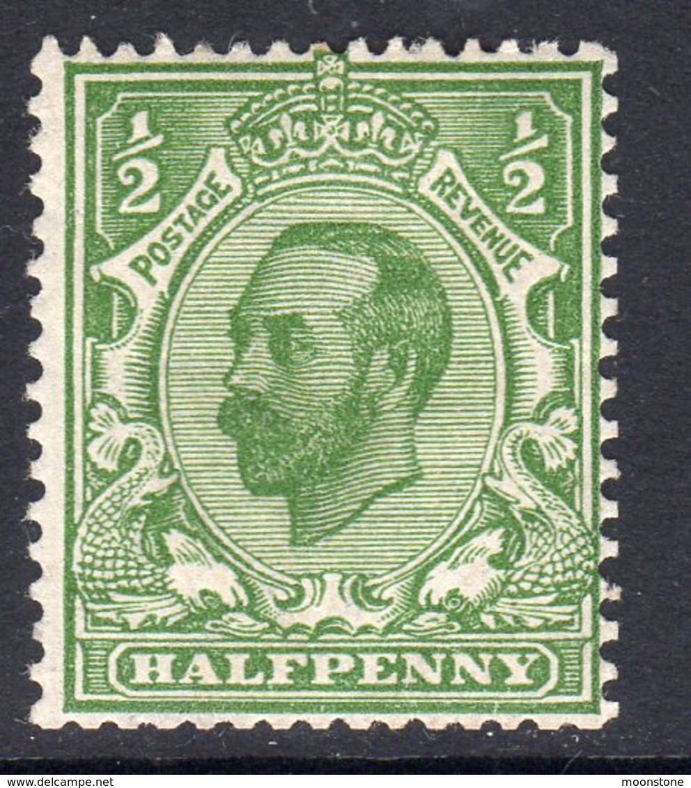 Great Britain GB George V 1912 ½d Yellow Green Downey Head, Wmk. Multiple Cypher, Hinged Mint, SG 347 - Neufs