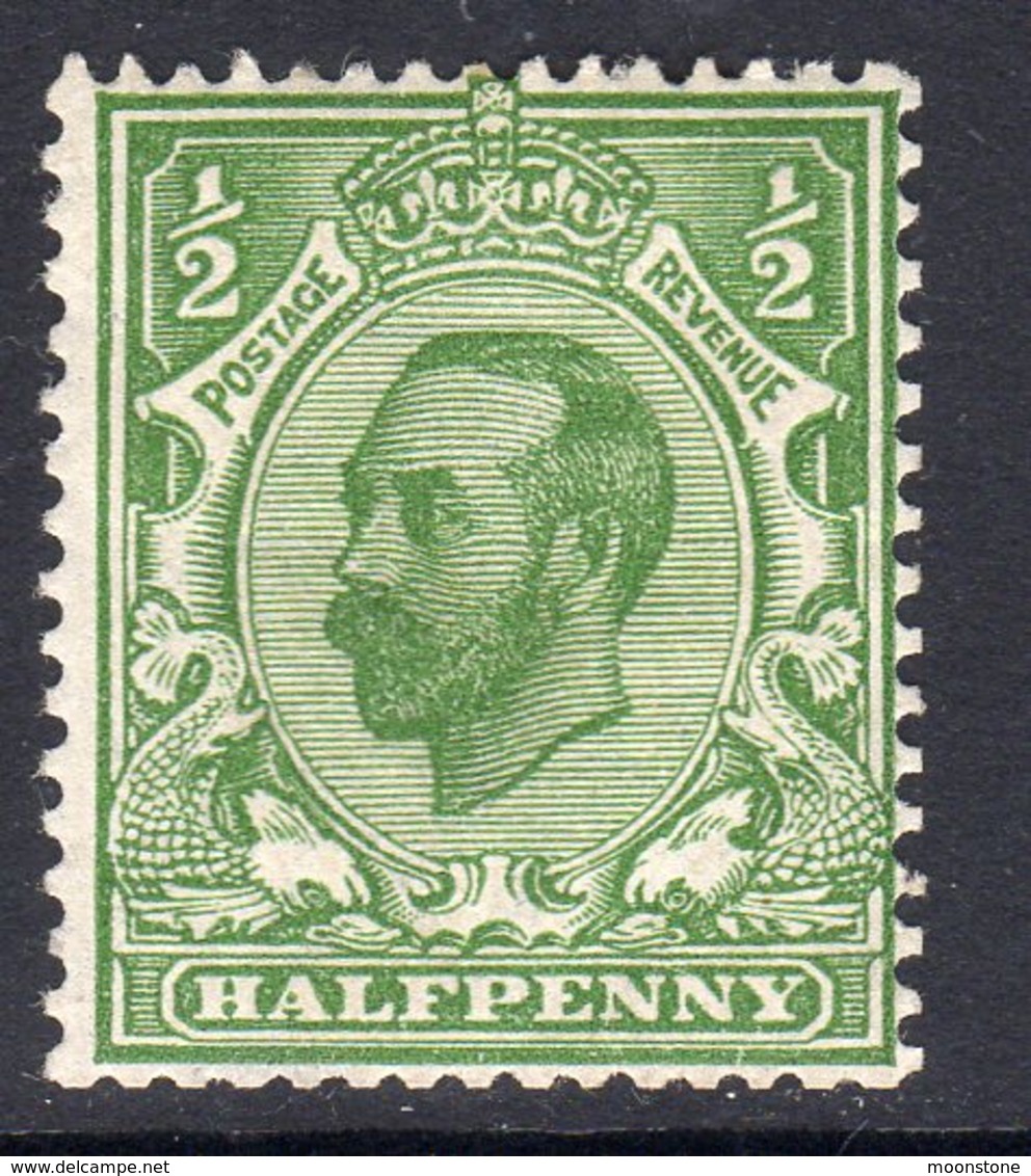 Great Britain GB George V 1912 ½d Yellow Green Downey Head, Wmk. Multiple Cypher, Hinged Mint, SG 347 - Ungebraucht