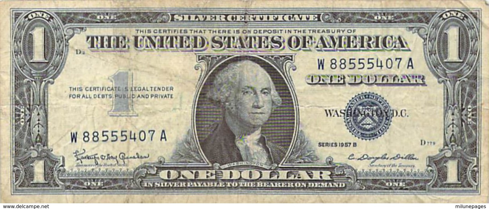 Etats Unis United States U.S.A. One 1 Dollar Washington Silver Certificate Series 1957 B - Silver Certificates (1928-1957)