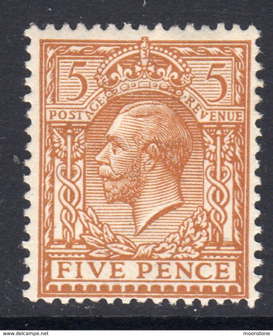 Great Britain GB George V 1912-24 5d Mackennal Head, Wmk. Simple Cypher, Hinged Mint, SG 382 - Neufs