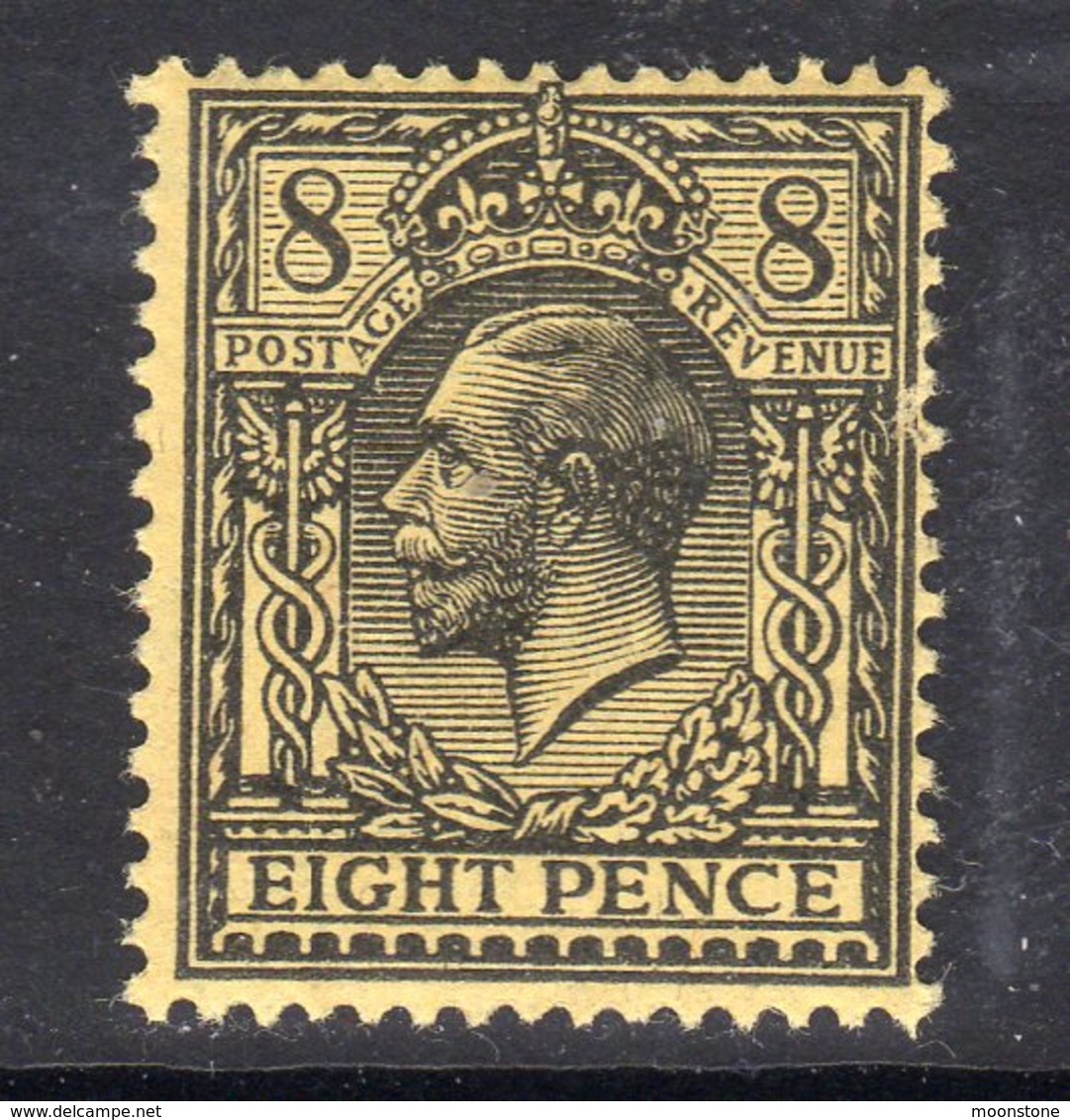 Great Britain GB George V 1912-24 8d Mackennal Head, Wmk. Simple Cypher, Very Lightly Hinged Mint, SG 390 - Unused Stamps