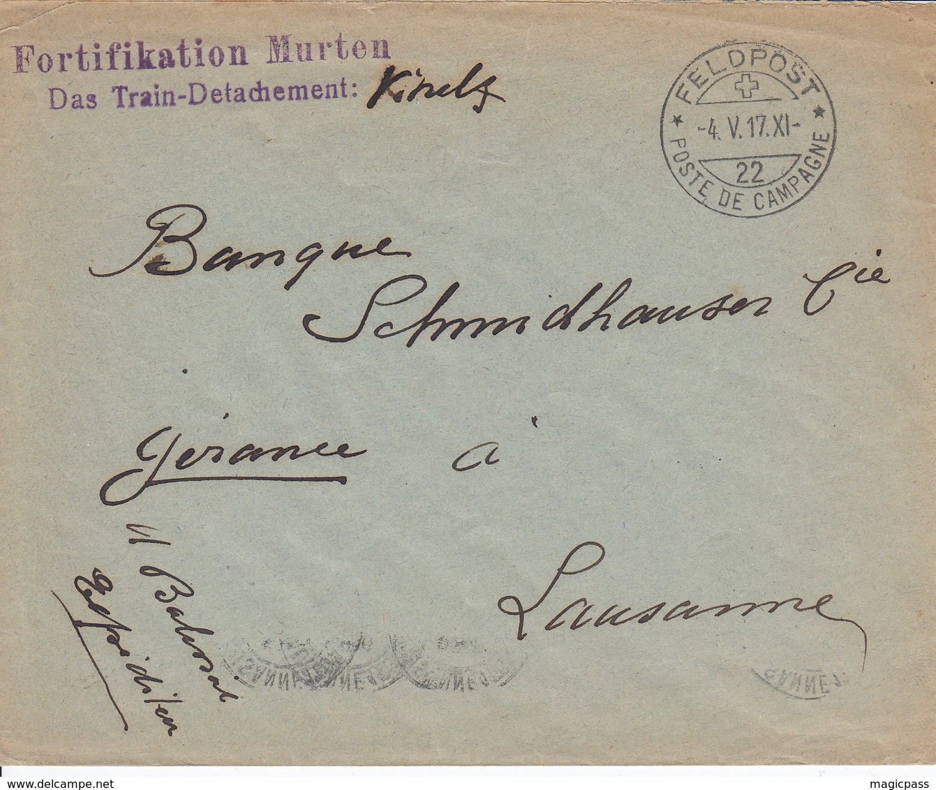 #147. Fortifikation Murten Pour Lausanne. - Postmarks