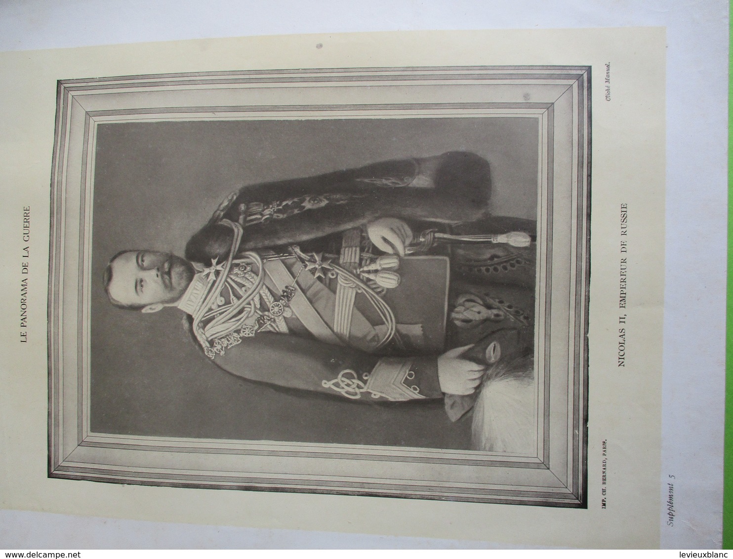 Tirage Ancien/Planche Hors-Texte/Revue "Le Panorama De La Guerre"/Tsar NICOLAS II Russie/Ch Bernard/1914-1919  GRAV323 - Prints & Engravings