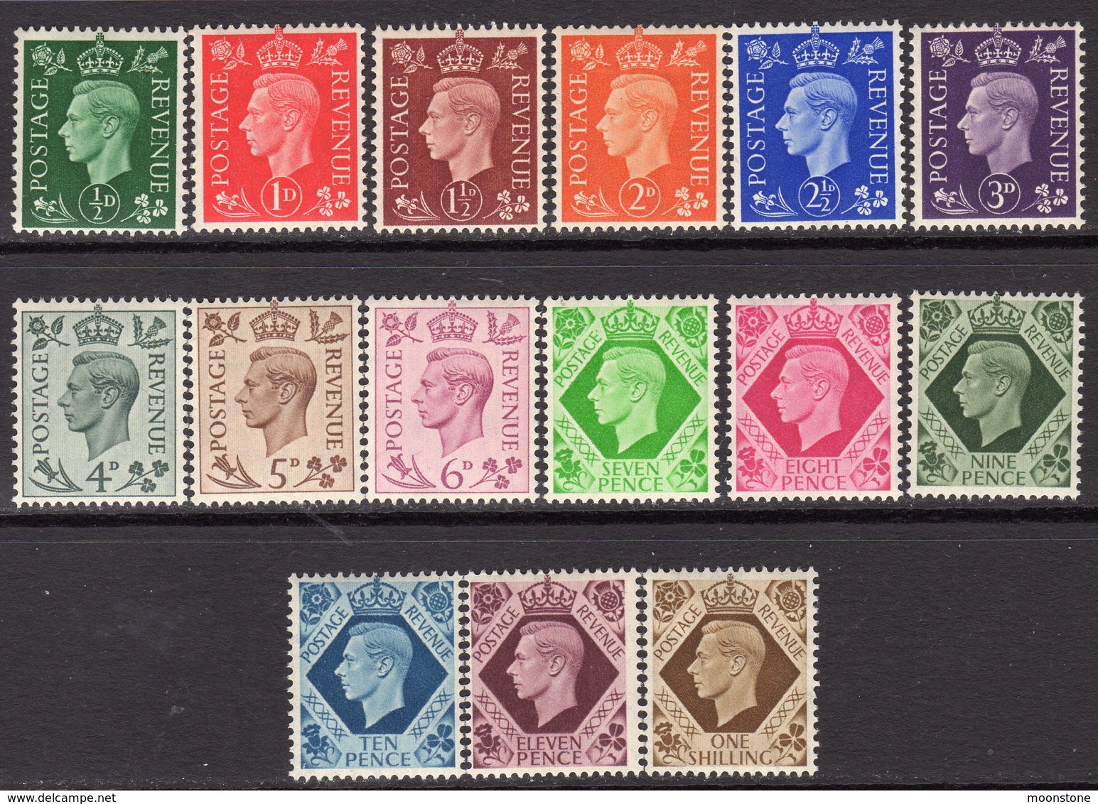 Great Britain GB George VI 1937-47 Definitives Set Of 15, Lightly Hinged Mint, SG 462/75 - Ungebraucht