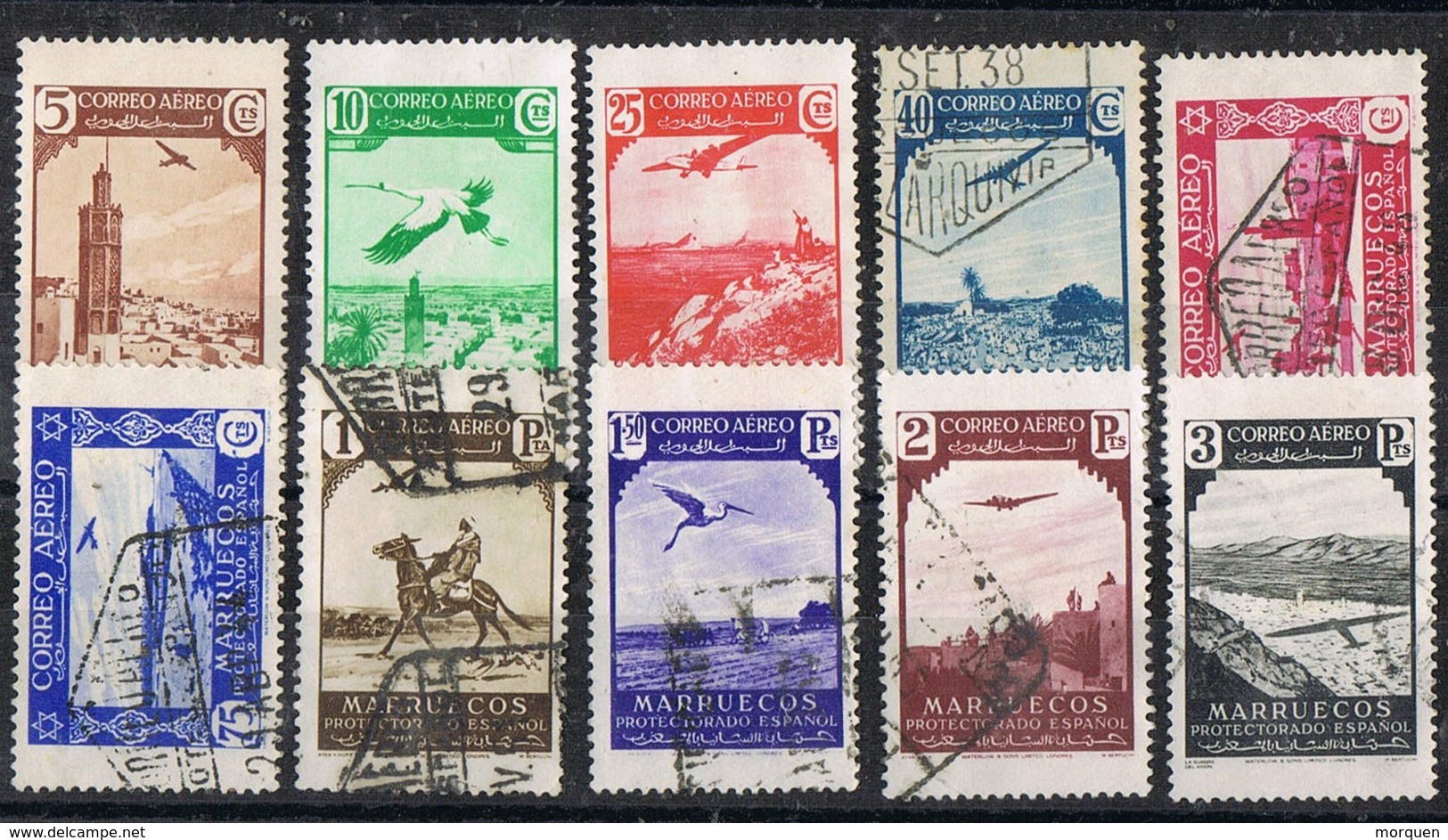 Serie Completa Aereo MARRUECOIS Español 1938. Edifil Num 186-195 **/*/º - Spanish Morocco