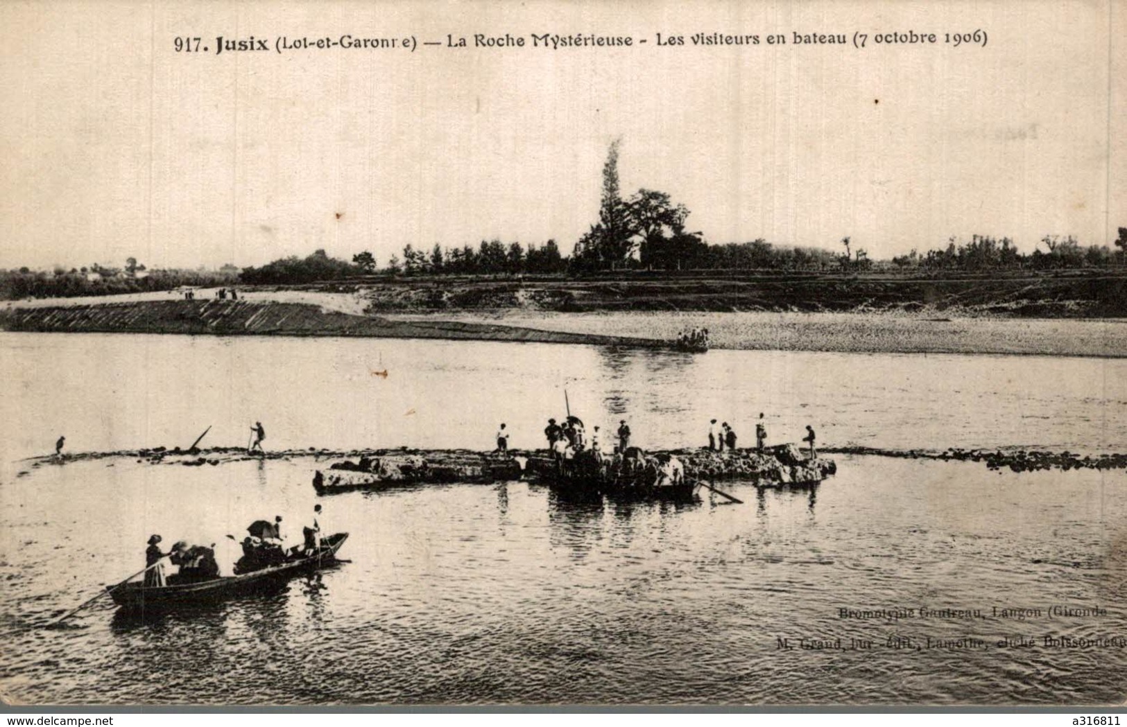 Jusix. (Lot Et Garonne - Canton De Meilhan Sur Garonne) La Roche Mystérieuse: Les Visiteurs En Bateau (7 Octobre 1906) - Meilhan Sur Garonne