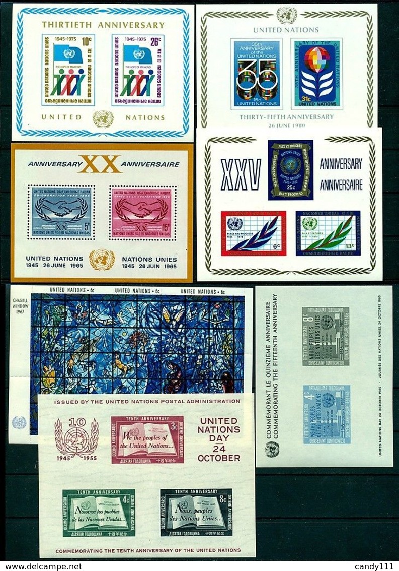 1955-80 United Nations UN New York,Mi.1-365 + 7 S/s,MNH - Lots & Serien