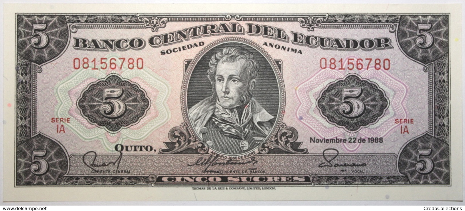 Équateur - 5 Sucres - 1988 - PICK 113d.1 - NEUF - Ecuador